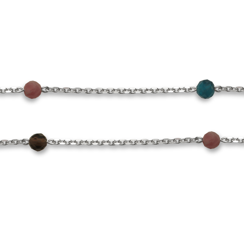 Чокер с апатитом, дымчатым кварцем и турмалином