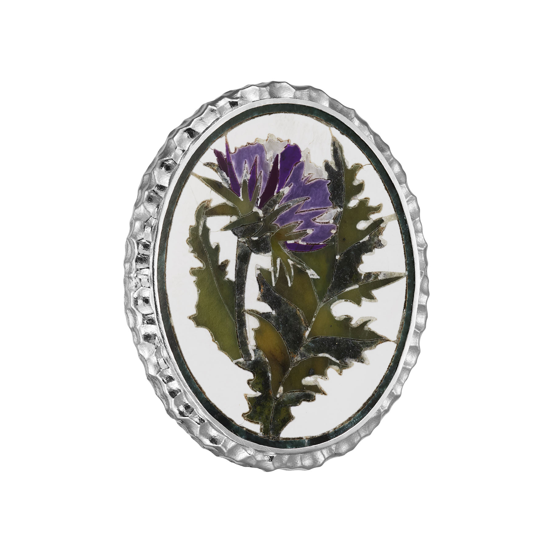 Брошь с флорентийской мозаикой Чертополох