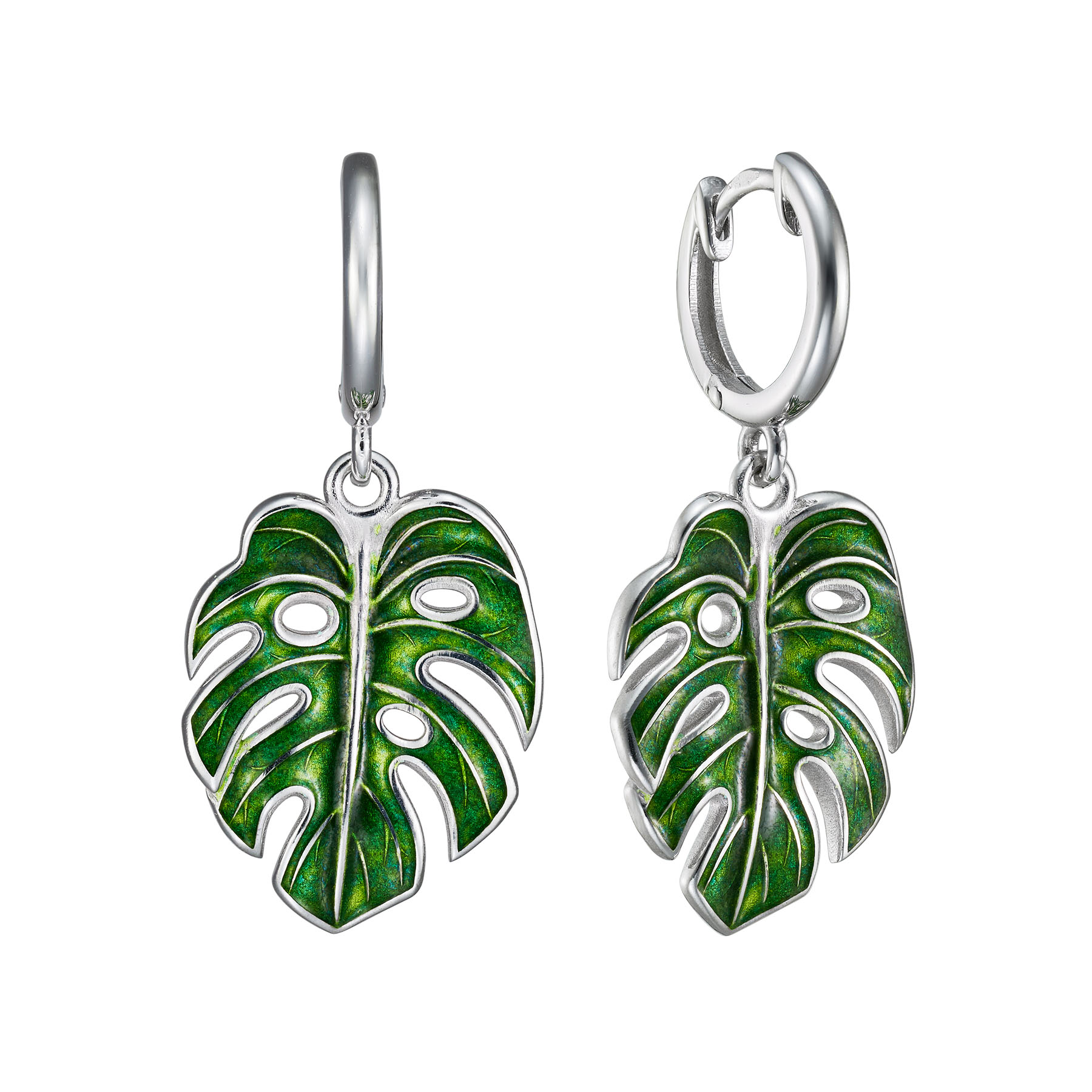 Серьги Монстера с горячей эмалью