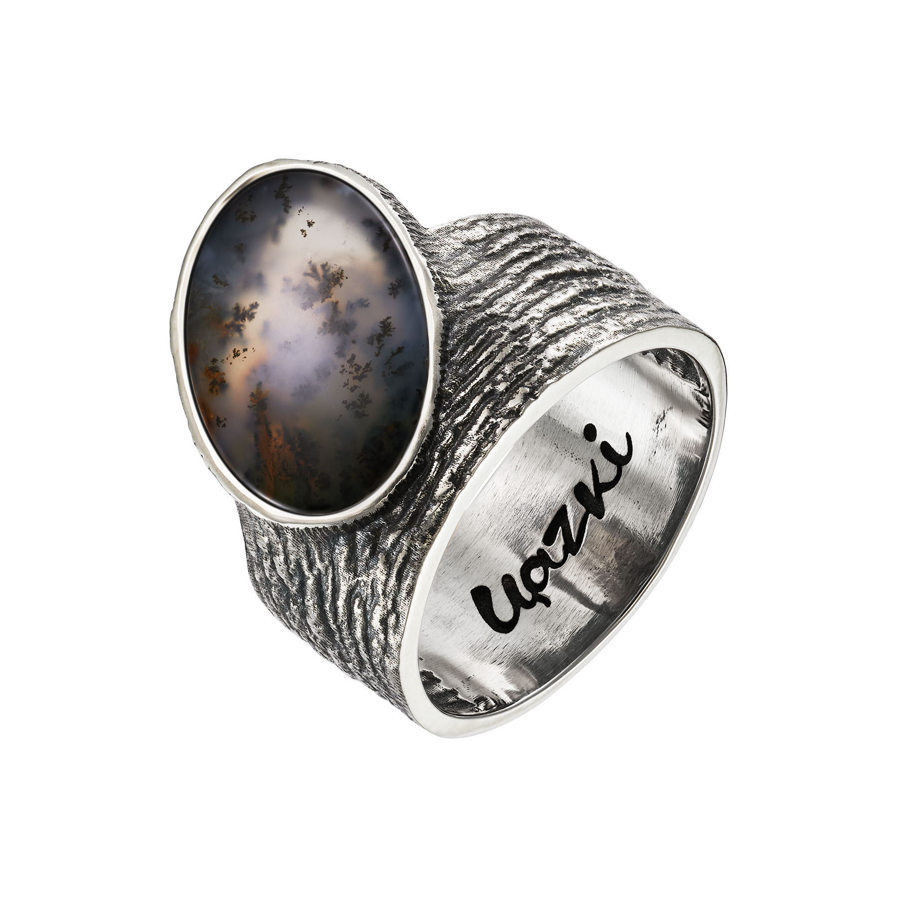 Кольцо Тайны леса с моховым агатом